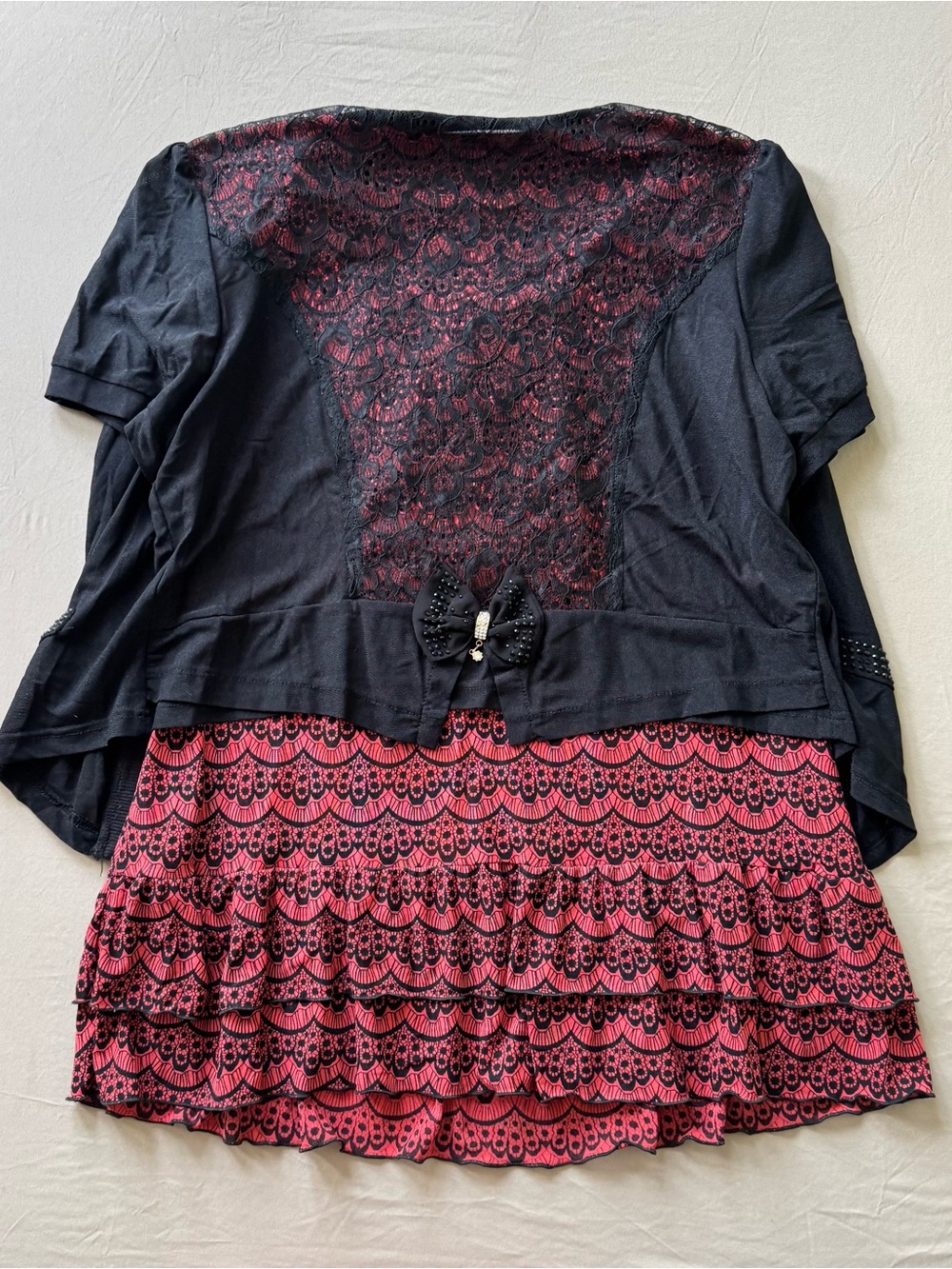 Vintage Y2K Gothic Layered Cardigan Ruffle Top - Picture 2 of 6